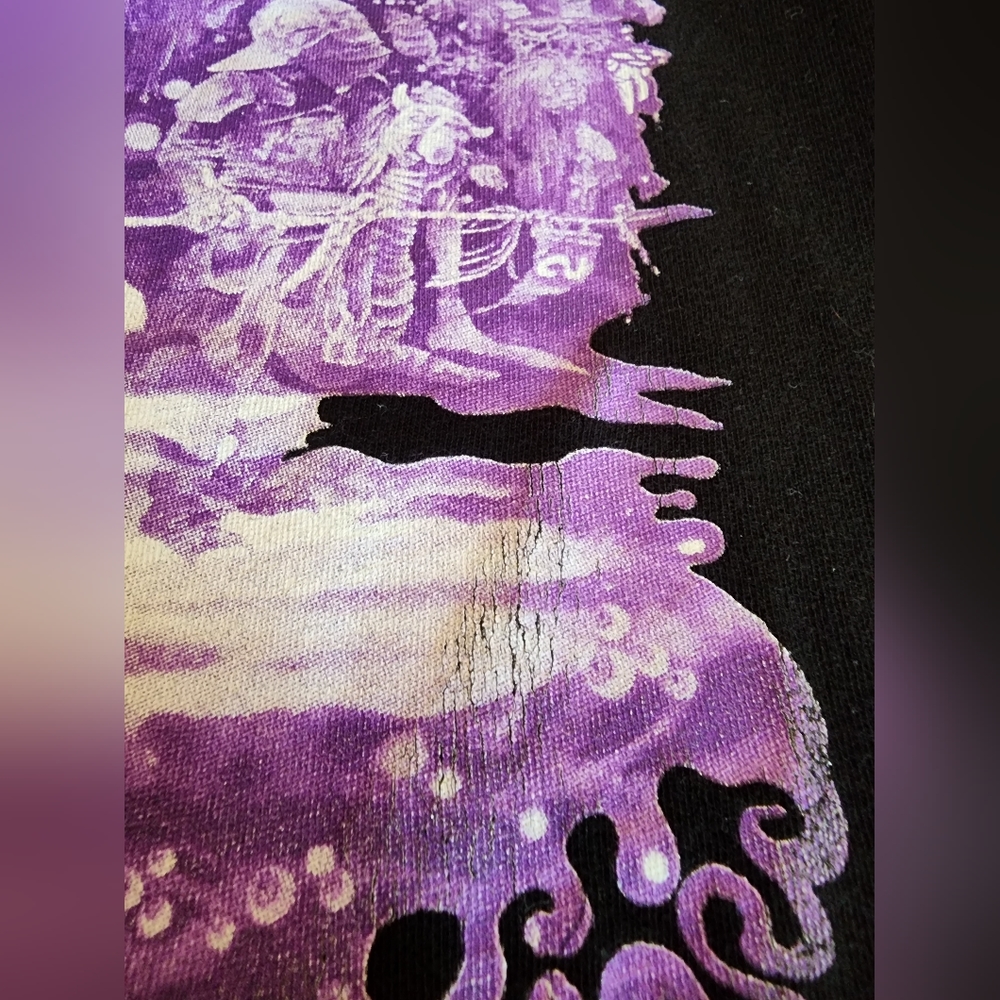 David Bowie Black Purple Graphic Labyrinth Short Sleeve T-Shirt Jim Henson movie - Picture 3 of 6